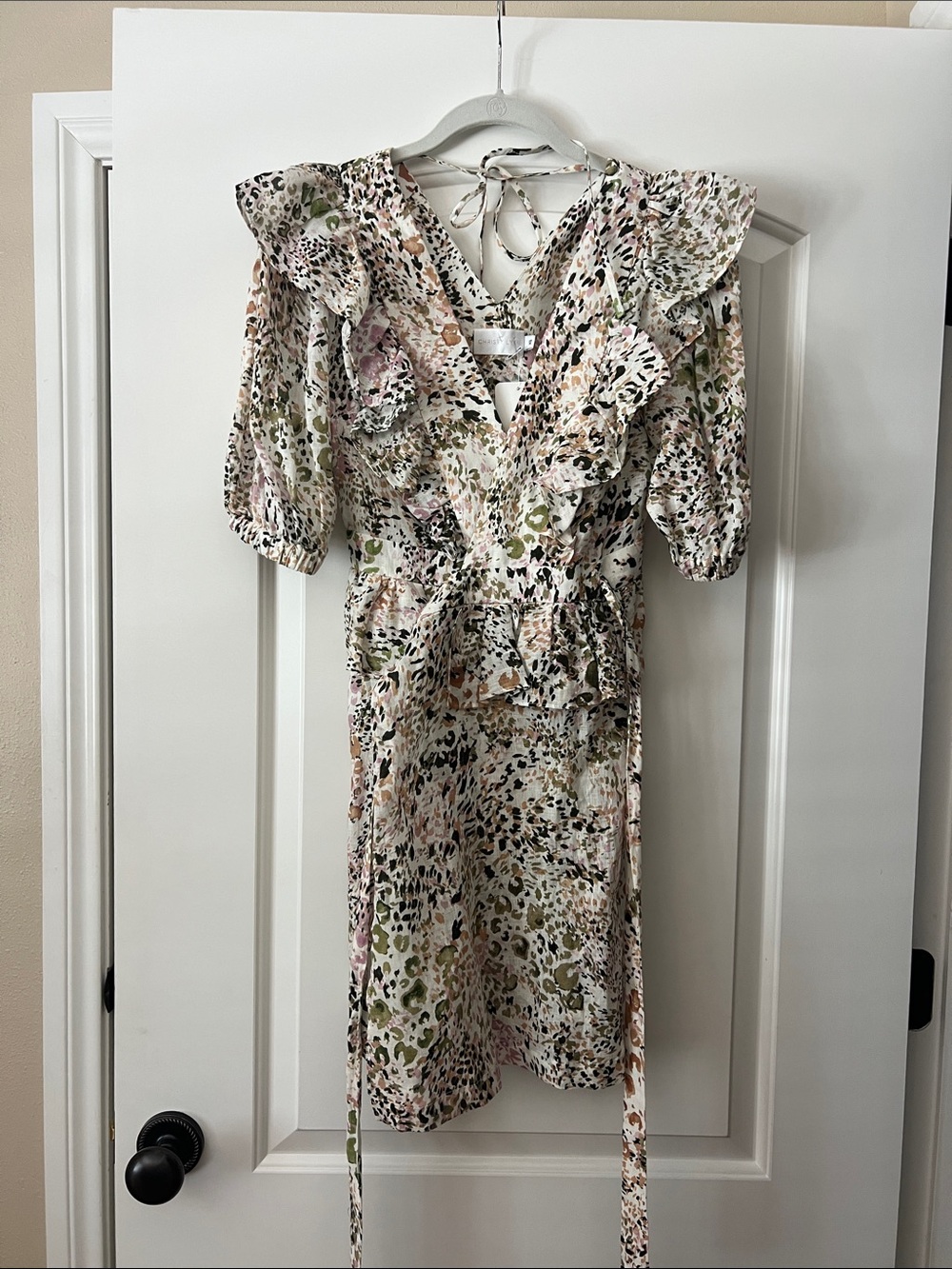 Floral Ruffle Wrap Midi Dress - Light Multi